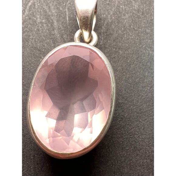 NEW Rose Quartz oval gemstone sterling silver pendant 5.62 grams - Picture 6 of 11